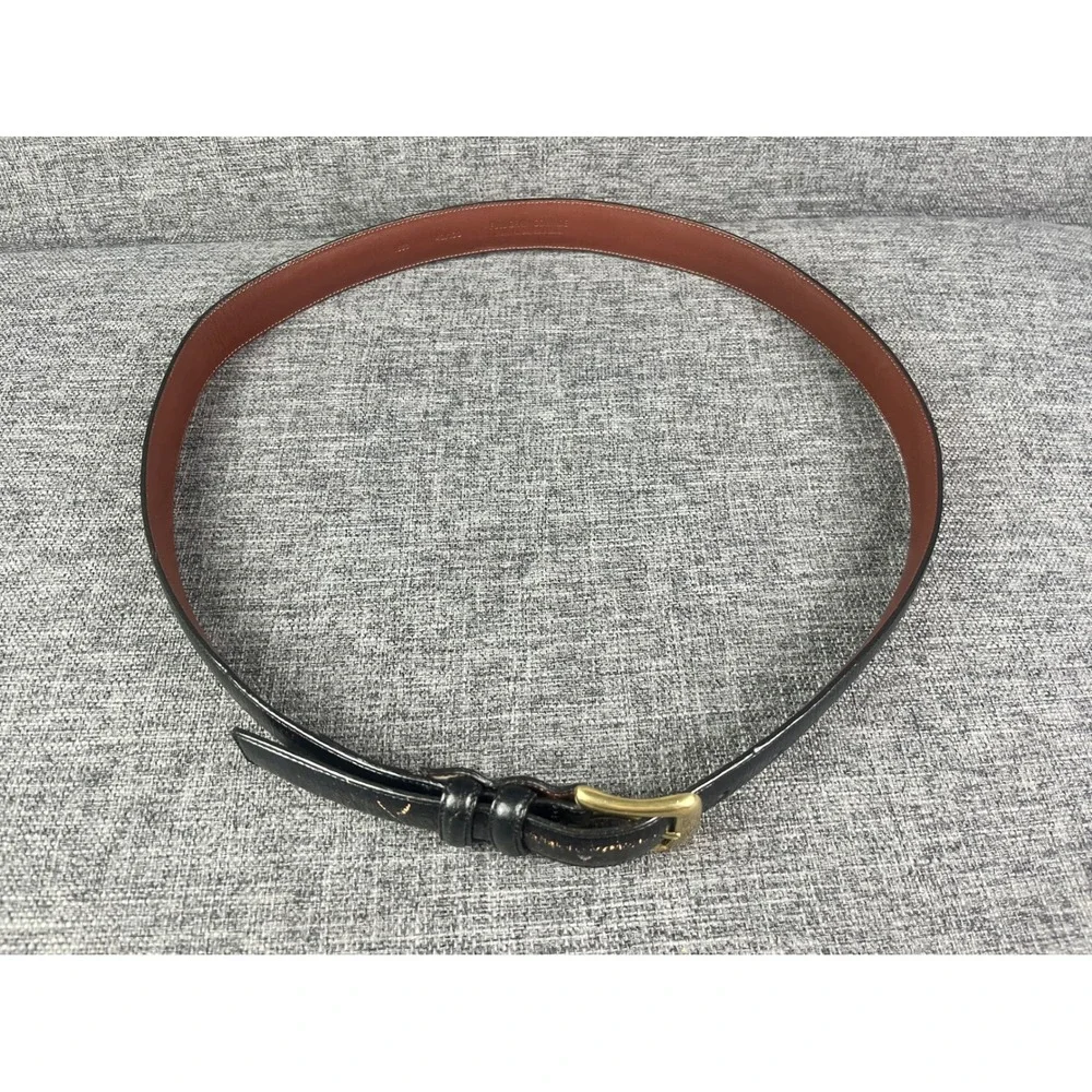Roundtree & Yorke Mens Black Full Grain Cowhide Leather Belt Brass Buckle 40/100